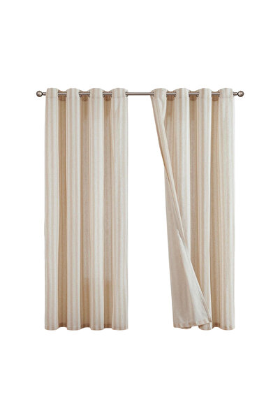 OEM TOPICK Curtain - Striped Voile, Metal Rings - 130x245 cm, Beige, Semi-tra...