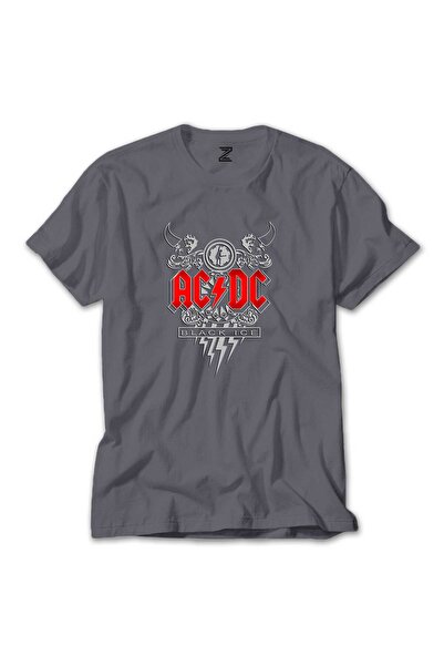 CrowsGate Tricou colorat AC DC Black Ice Design, culoare gri, mărimea 2XL