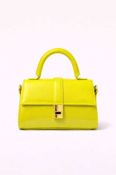 Assia Atelier Fıstık Yeşili Kadın Mini El Çantası Gold Kapaklı olsun