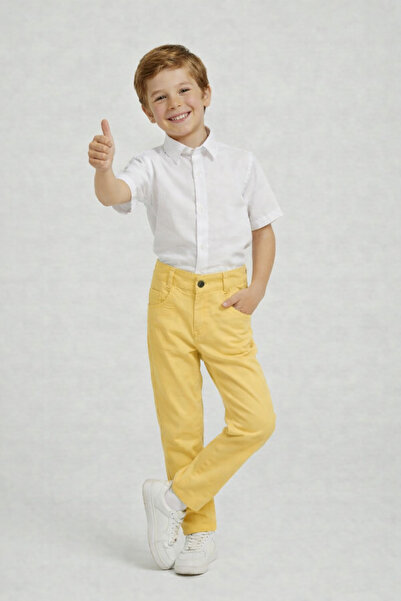 nacar çarşı Cămașă albă cu mânecă scurtă pentru băieți, pantaloni galbeni, ți...