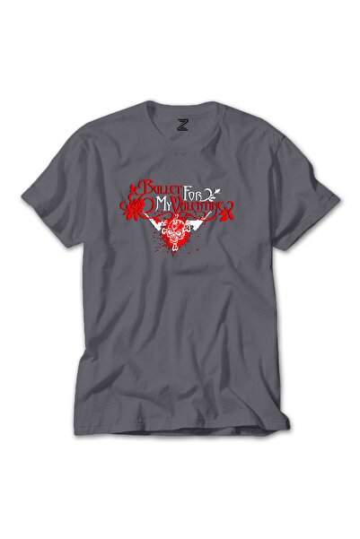 CrowsGate Μπλουζάκι Bullet Gor My Valentine Skull Classic Colorful, Γκρι Χρώμ...