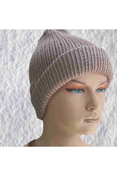 sylar Hand Knitted Natural Wool and Acrylic Blend Warm Winter Beanie Mink Color
