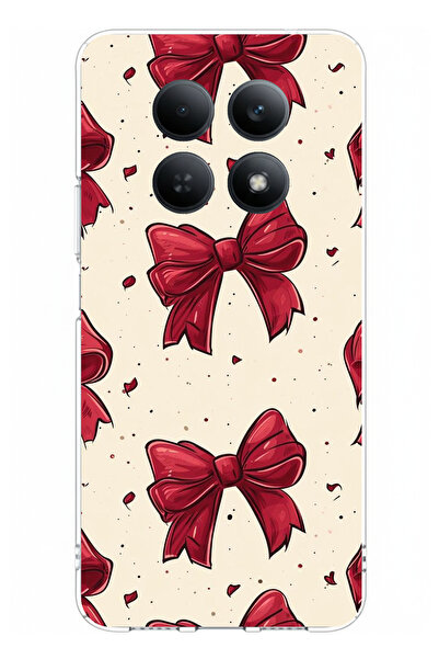 TechTree حافظة سيليكون مطبوعة بفيونكات حمراء كبيرة متوافقة مع هاتف Redmi Note...