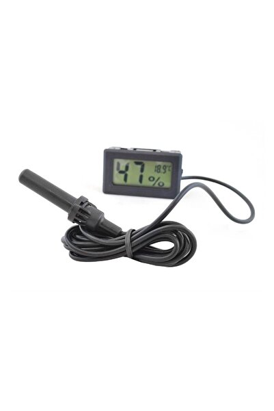 Purlov Thermometer and hygrometer with terrarium probe, LCD display, black