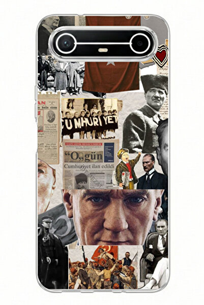 TechTree حافظة سيليكون مطبوعة بتصميم أتاتورك ريبابليك كولاج متوافقة مع هاتف ت...