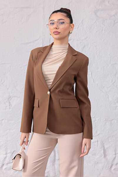 nisya KADIN CEP DETAYLI KAHVERENGİ BLAZER CEKET
