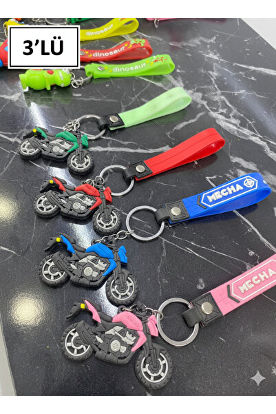 PIRISA Σετ 3 μπρελόκ σιλικόνης με φιγούρες μοτοσικλετών - Αξεσουάρ τσάντας κα...