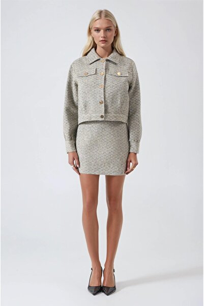 Lijuri Bomber Ceketli Gold Düğmeli Etek Takım 10321