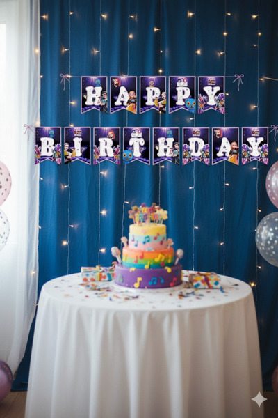 DODOMAR K-POP Demon Hunters Huntrix Happy Birthday Yazılı Doğum Günü Banner 17x170 cm