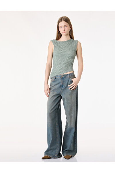 Koton Slim Fit Bürümcük Asymmetrical Sleeveless Blouse