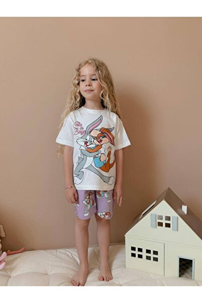 YİGİT BUTİK Girl's Suit with Character Patterned Shorts
