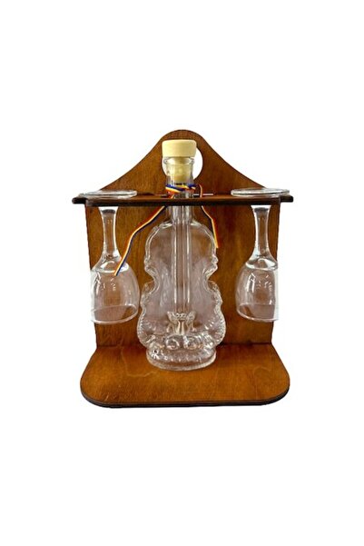 LimArt Wooden Violin-Shaped Minibar with Glass and Two Glasses