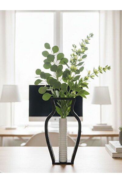 MCY DEKOR Minimalist Anthracite & White Double Decorative Vase - Artistic Obj...