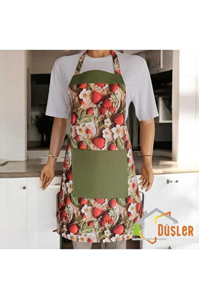 DÜŞLER EV TEKSTİLİ 3D Patterned Adjustable Chef Kitchen Apron with Pockets an...