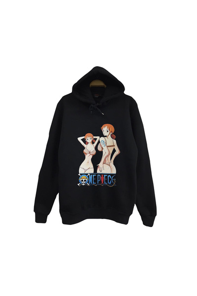 fame-stoned One Piece - Nami - Anime Printed Unisex 100% Cotton Black Hooded ...
