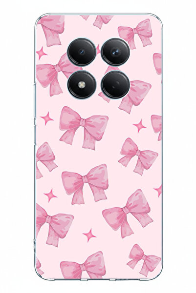 TechTree حافظة سيليكون مطبوعة بفيونكات وردية متوافقة مع هاتف Redmi Note 15 PR...