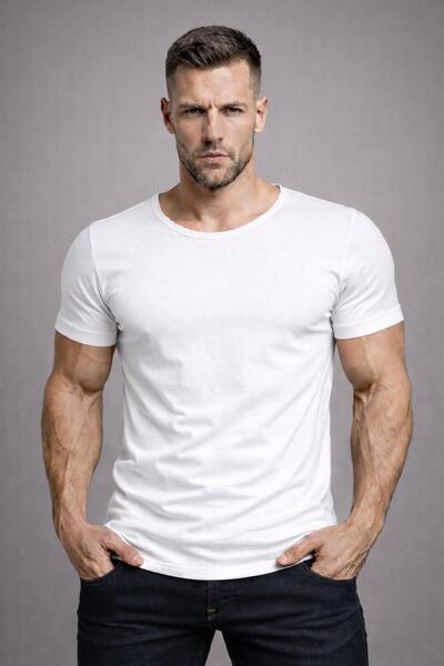 BYBÜLENT Ανδρική λευκή οβάλ φούστα με κανονικό φαρδύ γιακά Βαμβάκι τεμαχίων ε...