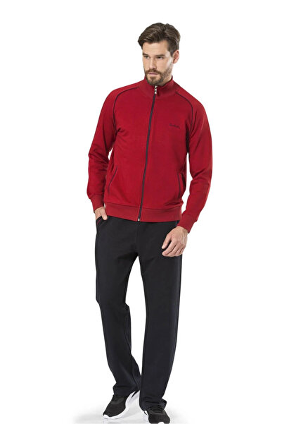 Pierre Cardin Men's Half-Zip Boxed Comfortable Burgundy Tracksuit Set - Burgu...