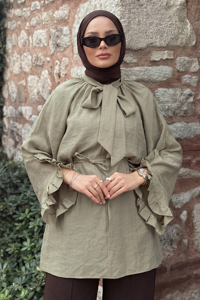 Salih Çelebi Collared Tunic Y0059 - Khaki