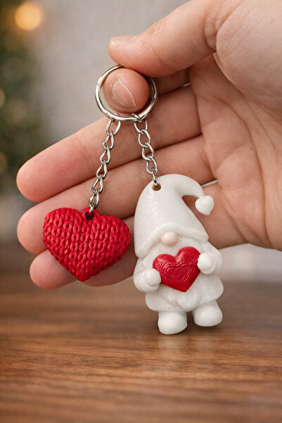 Eyiser Store مجموعة سلسلة مفاتيح على شكل قزم وقلب مليئة بالحب - مجموعة من 2 س...