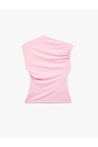 Koton Asimetrik Yaka Drapeli Kolsuz Bluz