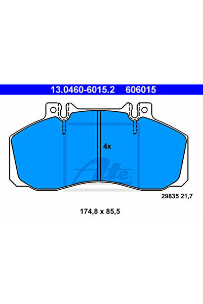 Ate Σετ τακάκια φρένων, δισκόφρενα 13.0460-6015.2