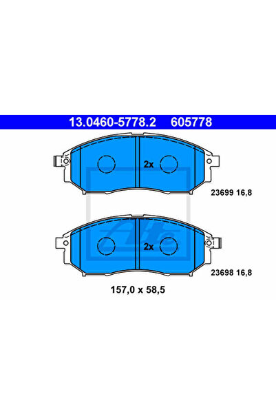 Ate Σετ τακάκια φρένων, δισκόφρενα 13.0460-5778.2