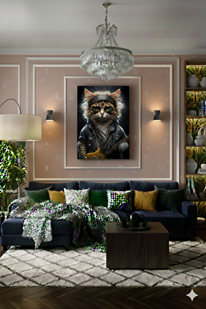 BLT DİZAYN Music Room Decor Rebellious Cat Painting