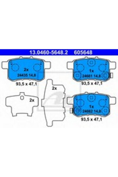 Ate Σετ τακάκια φρένων, δισκόφρενα 13.0460-5648.2