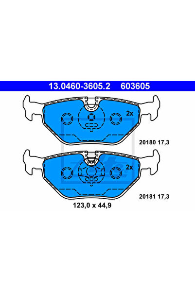 Ate Σετ τακάκια φρένων, δισκόφρενα 13.0460-3605.2