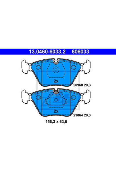 Ate Σετ τακάκια φρένων, δισκόφρενα 13.0460-6033.2