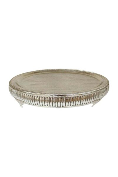 AZOZ MERCHLY Round silver iron tray, 32x41 cm