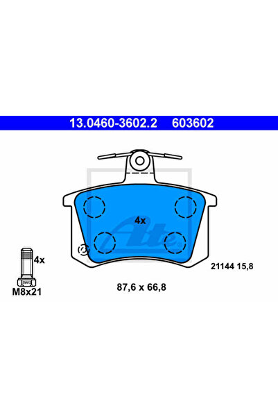 Ate Σετ τακάκια φρένων, δισκόφρενα 13.0460-3602.2