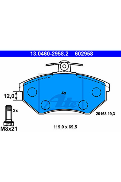 Ate Set plăcuțe de frână, frână cu disc 13.0460-2958.2