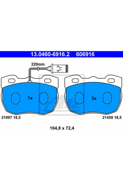 Ate Σετ τακάκια φρένων, δισκόφρενα 13.0460-6916.2