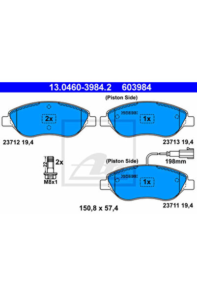 Ate Σετ τακάκια φρένων, δισκόφρενα 13.0460-3984.2