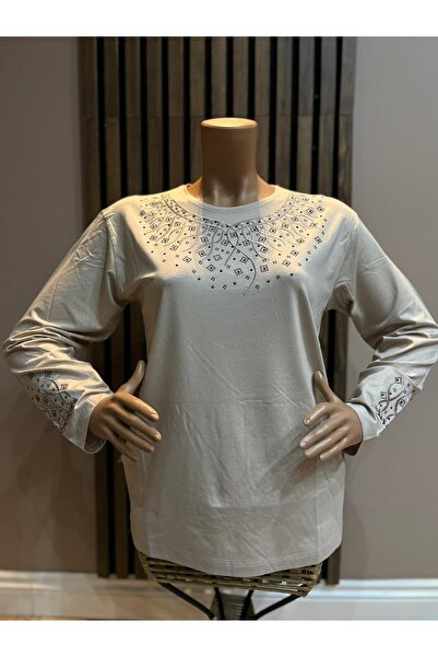 AKMAVİ Women's Middle Age and Above Round Viscose Necklace Embroidered Checke...