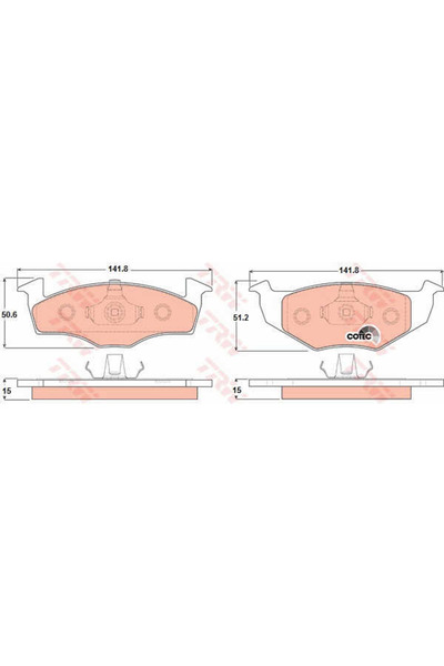 TRW Комплект спирачни накладки, дискови спирачки Gdb1306 Seat Cordoba/Cordoba...