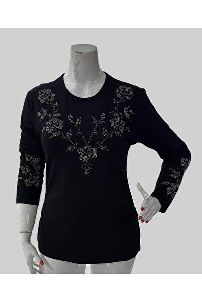 Gündoğan Luxury Blouse Stone Embellished Long Sleeve Clover Knitwear Mother B...