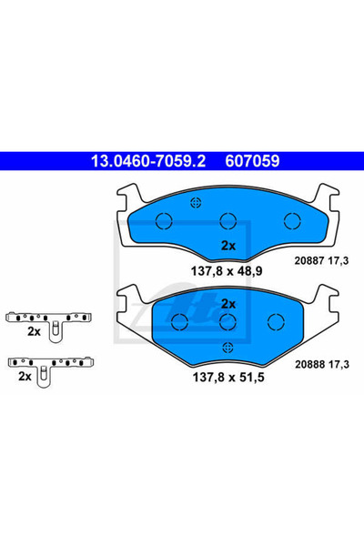 Ate Σετ τακάκια φρένων, δισκόφρενα 13.0460-7059.2