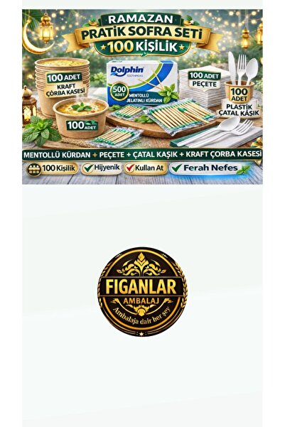 figanlar ambalaj Ramazan Pratik İftar Seti 100 Kişilik Kullan At –100 Adet Kr...