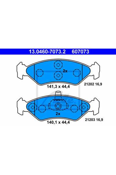 Ate Σετ τακάκια φρένων, δισκόφρενα 13.0460-7073.2
