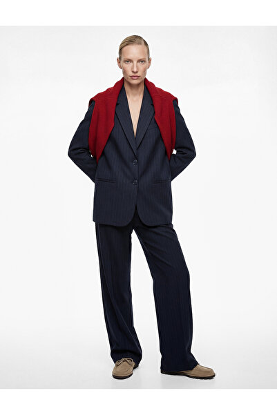 Koton amestec de viscoză Jachetă blazer cu guler larg și cu detaliu la buzuna...