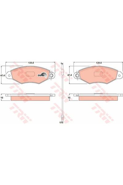 TRW Set Placute Frana,Frana Disc Gdb1402 Nissan Kubistar Caroserie Renault Ka...
