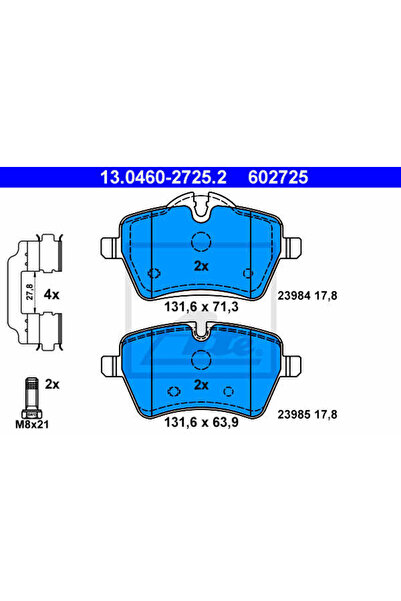 Ate Set plăcuțe de frână, frână cu disc 13.0460-2725.2