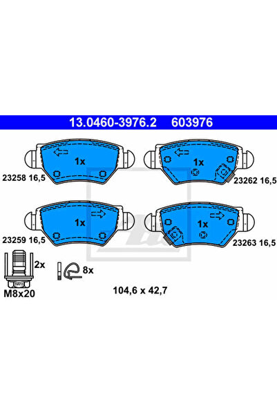 Ate Set plăcuțe de frână, frână cu disc 13.0460-3976.2