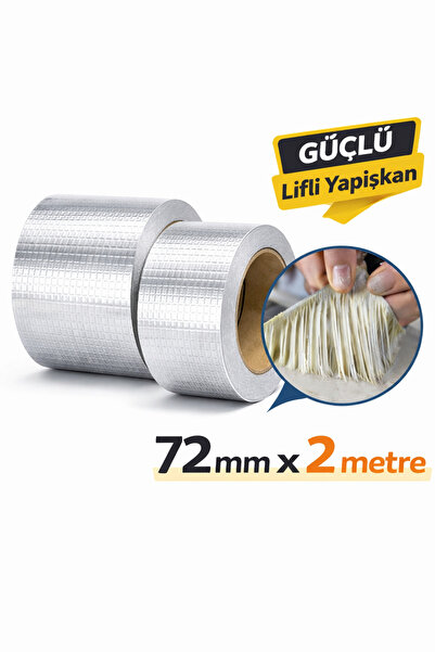 HALFART Alüminyum Su Geçirmez Tamir Bandı 72 mm x 2 m – Fiberli Güçlü Yapışkan Çamur Bant