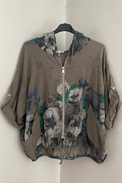 AYASOFYA OTANTIK Women's Italian Mink Ethnic Floral Pattern Hooded Zipper Clo...