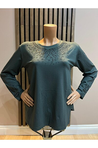 AKMAVİ Women's Middle Age and Above Round Viscose Necklace Embroidered Checke...