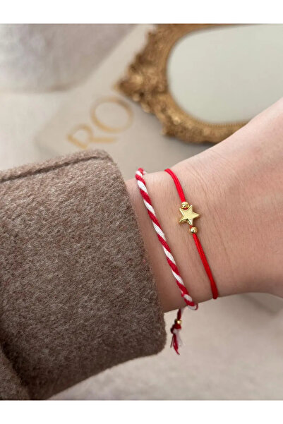 LEROSY CO. Marteniçka Double Star Figured Bracelet Red Adjustable Lucky Brace...